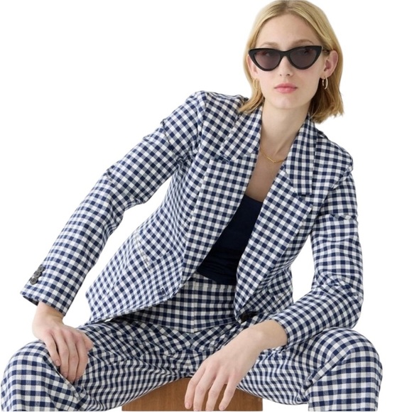 J.Crew Parke Blazer in Gingham Bi-Stretch Cotton Blend - Picture 2 of 11